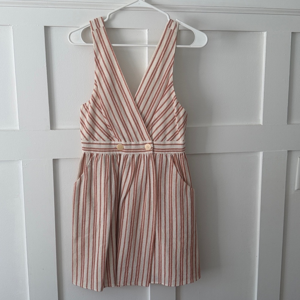 Zara Linen Striped Warp Dress - size S
